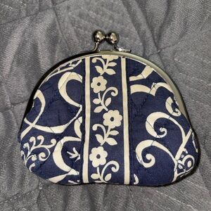Vera Bradley Blue Floral Quilted Double Kisslock Coin Purse Wallet